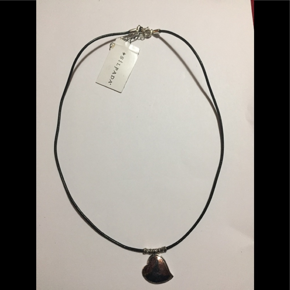 Silpada leather sterling silver charm